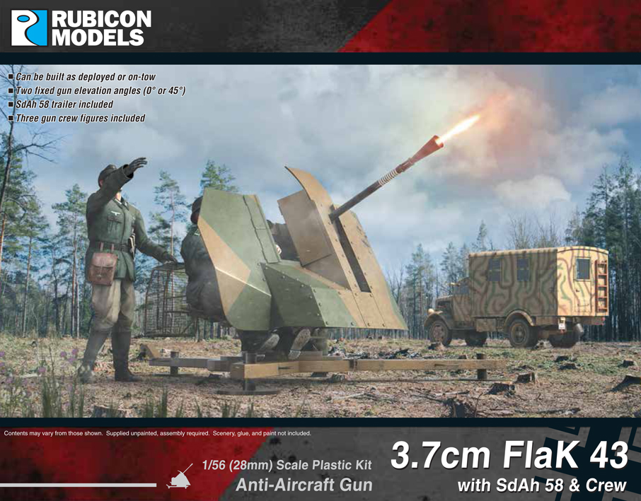 280074 Rubicon Models 3.7cm FlaK 43 with SdAh 58 Trailer & Crew
