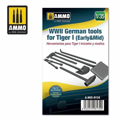MIG8134 3D PRINTED WWII German Tools for Tiger i (early/mid)  1/35