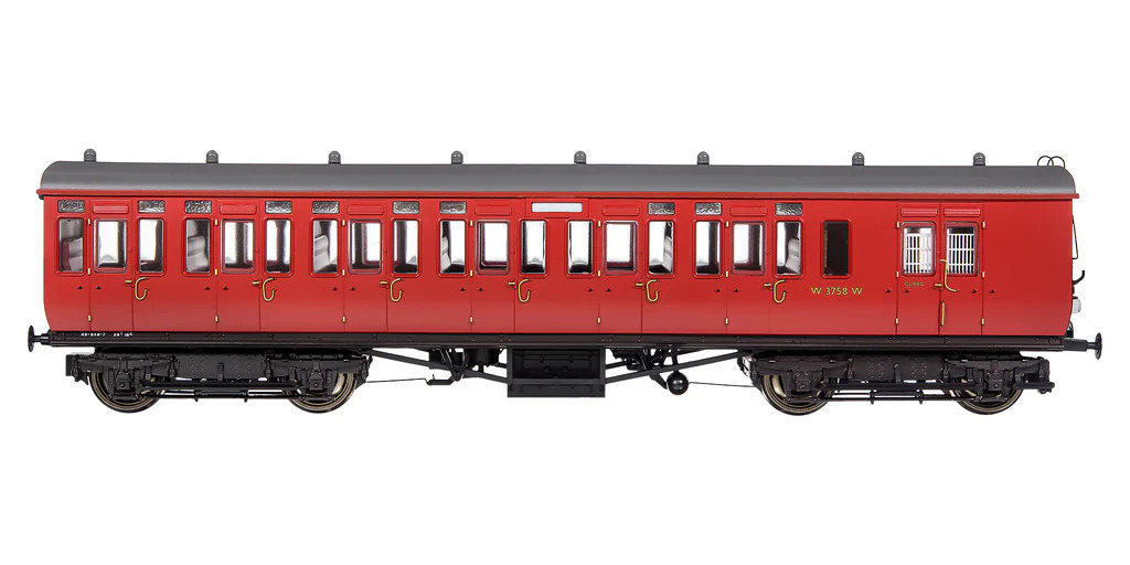 4P-020-502 Dapol GWR Toplight M/Line City BR Maroon  Second Brke 3758 Set 6