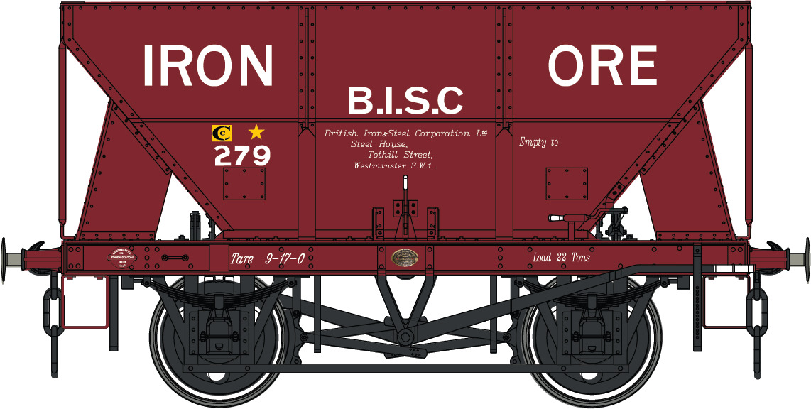 7F-033-006 Dapol 24T Steel Hopper Red Oxide 279 Iron Ore BISC