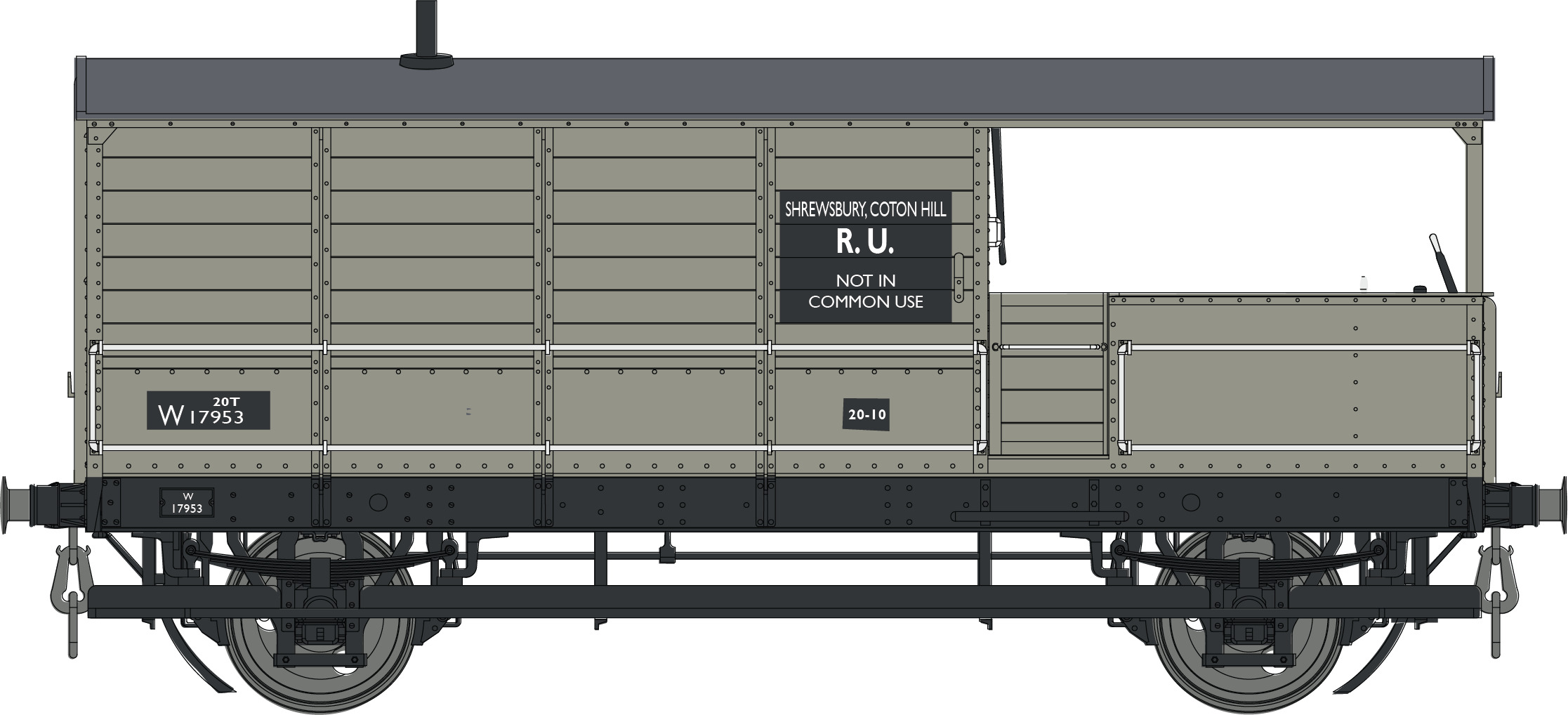 7F-300-003 Dapol GWR Toad Brake Van BR Grey W17953   Diagram AA15