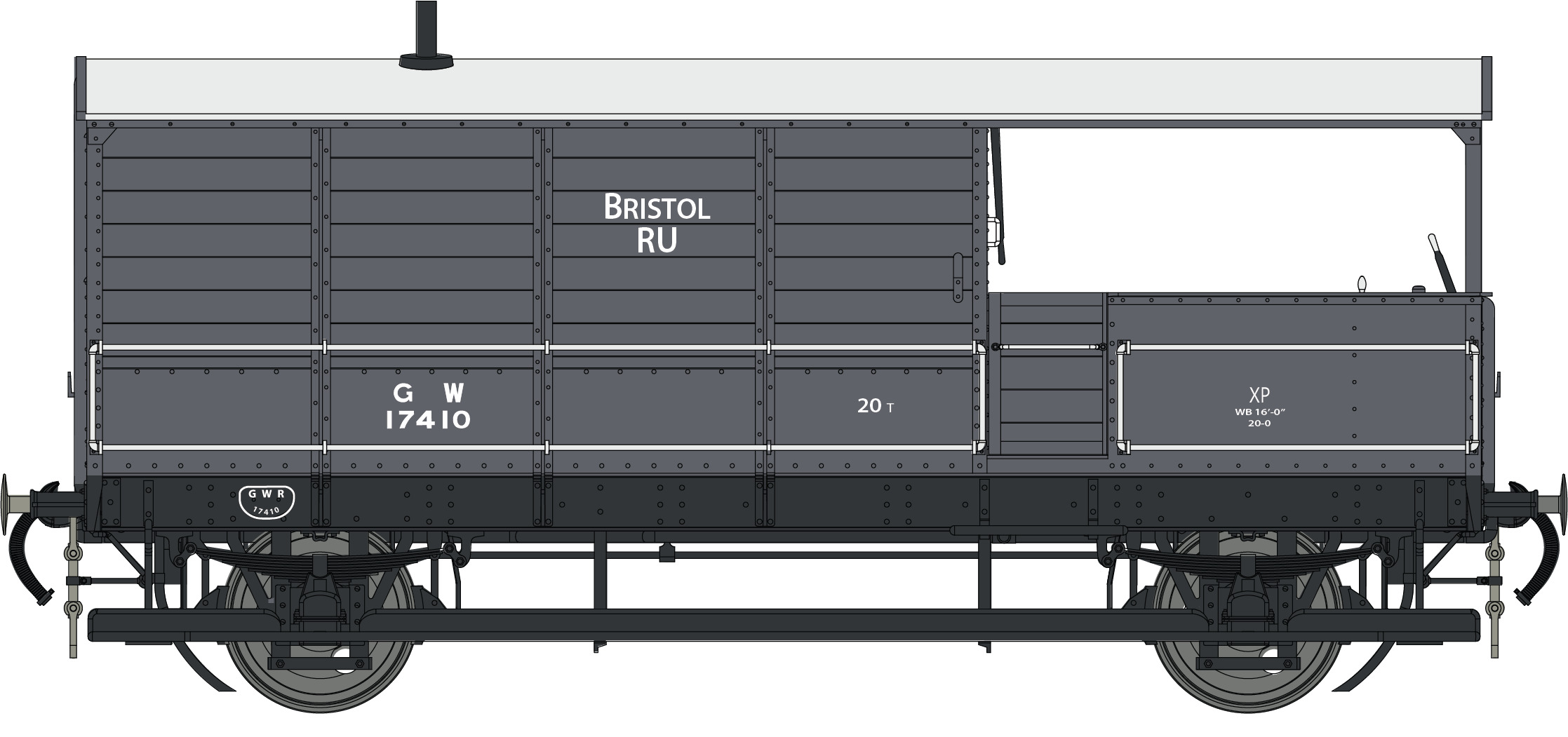 7F-300-007 Dapol GWR Toad Brake Van GWR Grey 17410   Diagram AA21