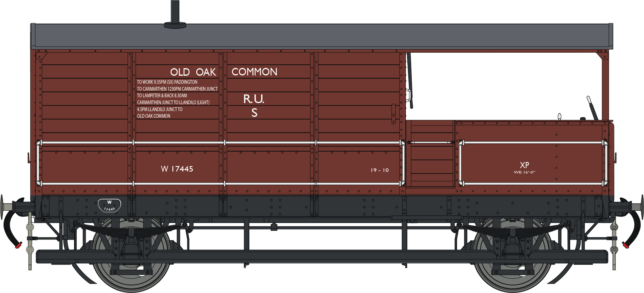 7F-300-008 Dapol GWR Toad Brake Van Bauxite W17445   Diagram AA21