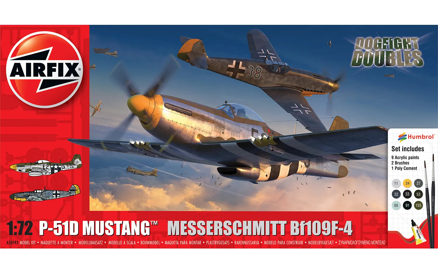 A50193 Airfix P-51D Mustang vs Bf109F-4 Dogfight Double