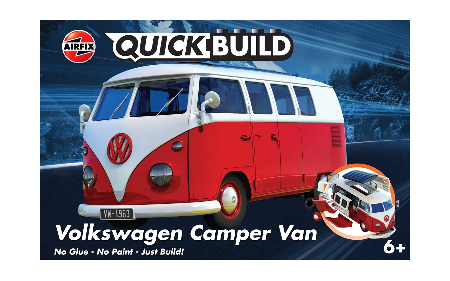 J6017 Airfix QUICKBUILD VW Camper Van red